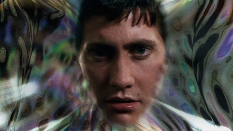 Jake Gyllenhaal as Donnie Darko in Donnie Darko, shimmery silver all around his face