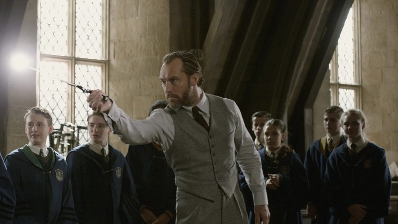 Dumbledore demonstrating a spell in "Fantastic Beasts: The Crimes of Grindelwald"