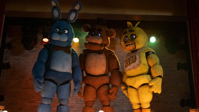 Freddy Fazzbear and his animatronic pals in Five Nights at Freddy's (2023)