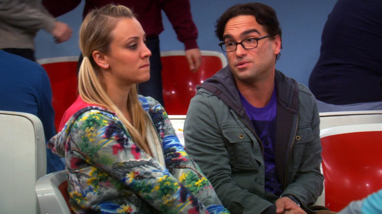 Leonard and Penny arguing in "The Big Bang Theory."