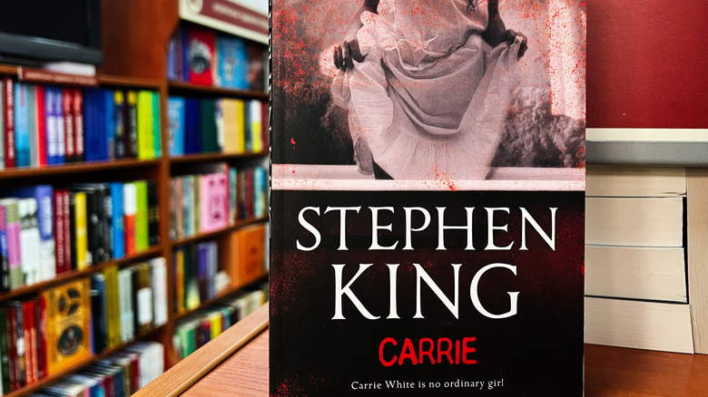 A copy of Stephen King's Carrie in a bookstore