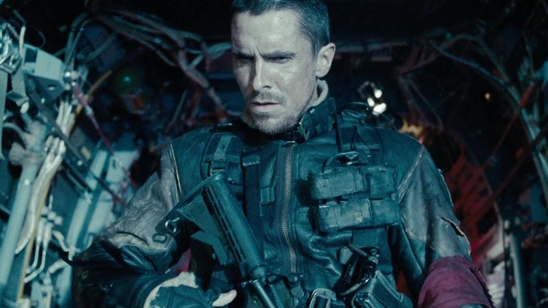 John Connor climbing out of a helicopter in Terminator Salvation