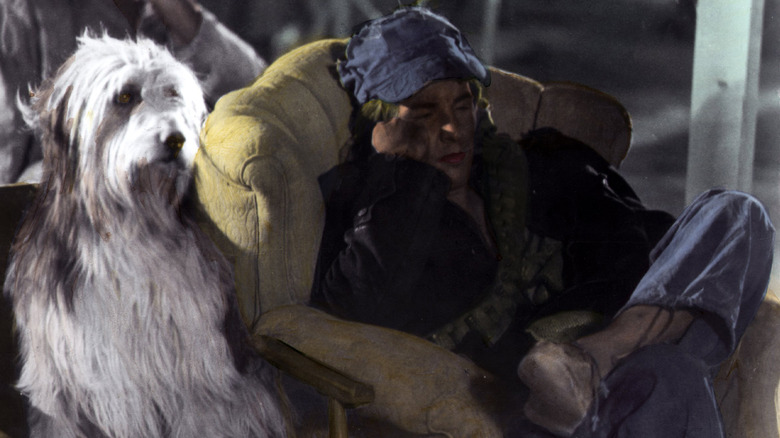 Vic resting in a chair as Blood sits nearby in A Boy and His Dog (1975)