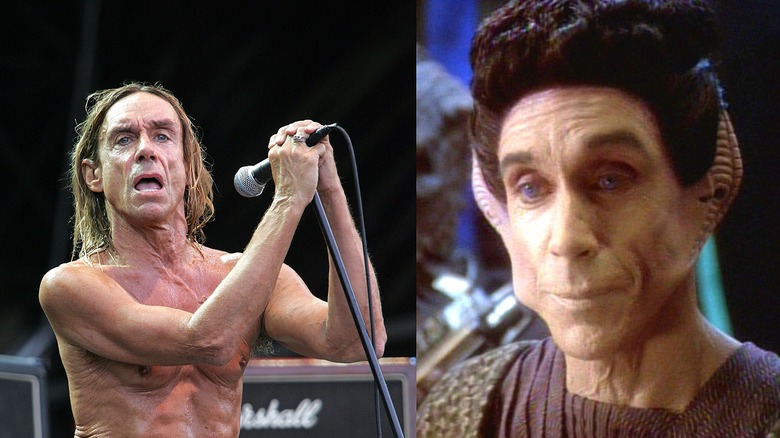 Musician Iggy Pop onstage; Iggy Pop as Yelgrun in Star Trek Deep Space Nine