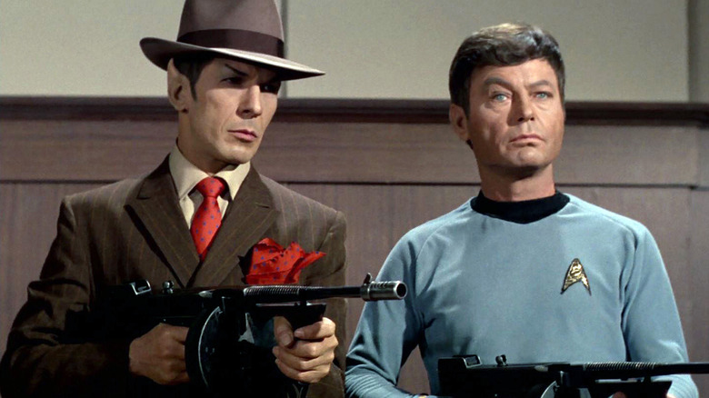 Spock and McCoy wield tommy guns in Star Trek