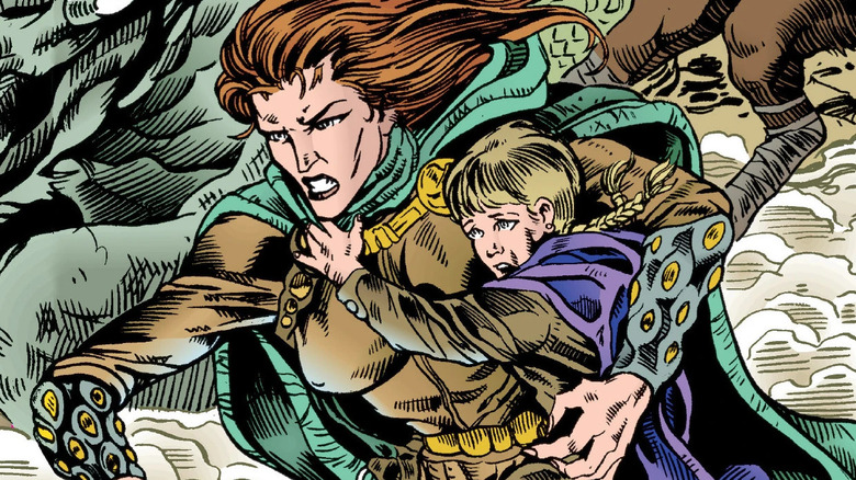 Nomi Sunrider carrying a crying child