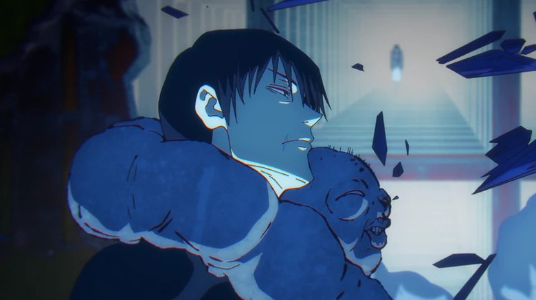 Toji Fushiguro with a spirit around his neck on Jujutsu Kaisen