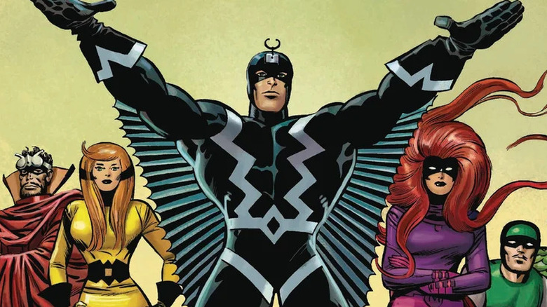 Gorgon, Crystal, Black Bolt, Medusa, and Karnak looking serious in Inhumans