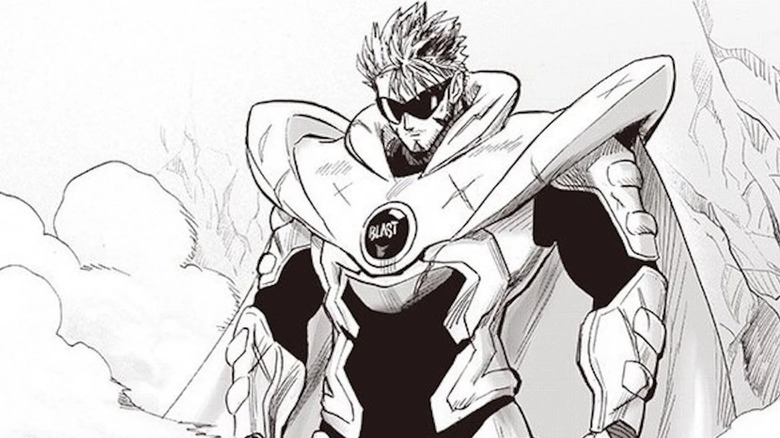 Blast wearing his superhero costume and sunglasses in One Punch Man