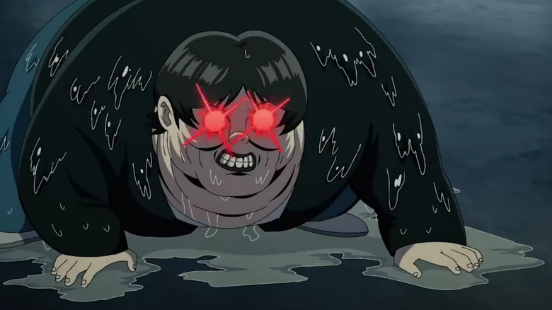 PIg God crouching with his eyes glowing red on One Punch Man