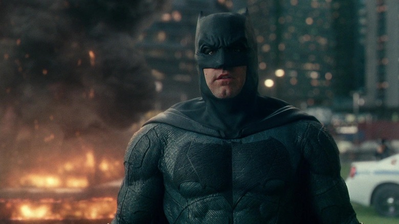Batman standing outside in Justice League