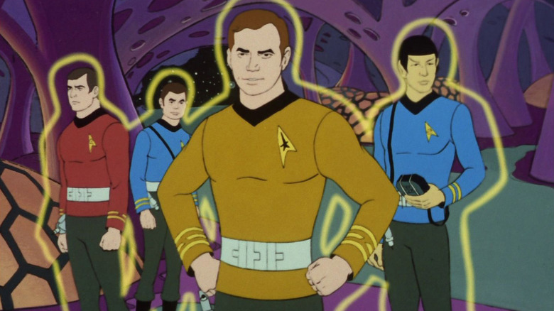 Kirk leads an away team to an alien planet in Star Trek: The Animated Series