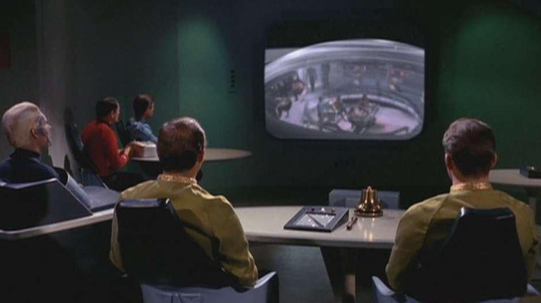 The courtroom plays a video of past events in Star Trek
