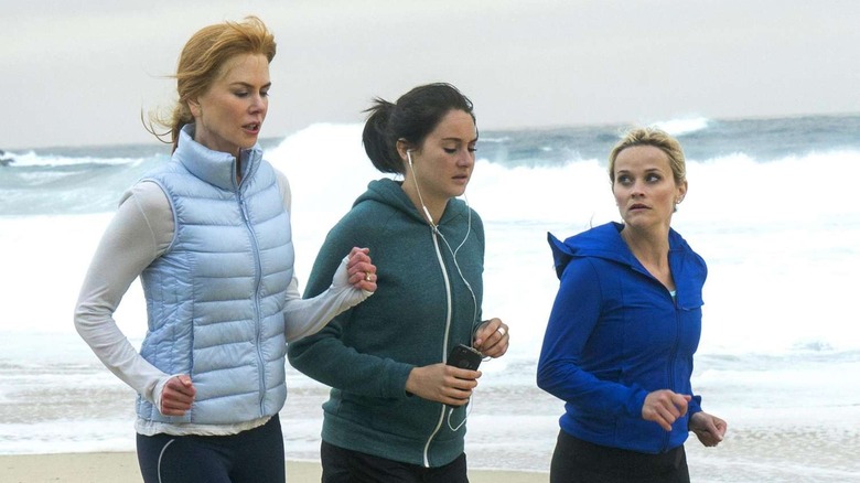 Celeste Jane and Madeline running on the beach in Big Little Lies