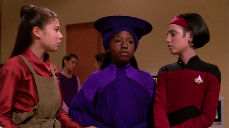 Keiko, Guinan, and Ro Laren as kids on Star Trek: The Next Generation