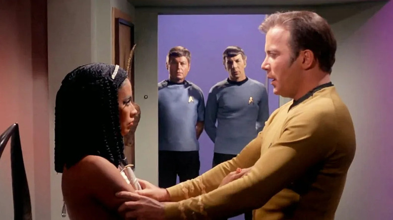 Captain Kirk talking to Princess Elaan on Star Trek: The Original Series