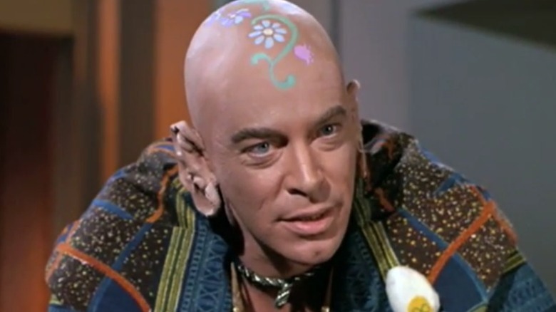 Dr. Sevrin with floral patterns on his bald head on Star Trek: The Original Series