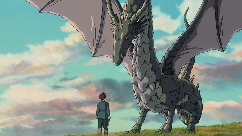 Prince Arren encountering a dragon in Tales from Earthsea (2006)