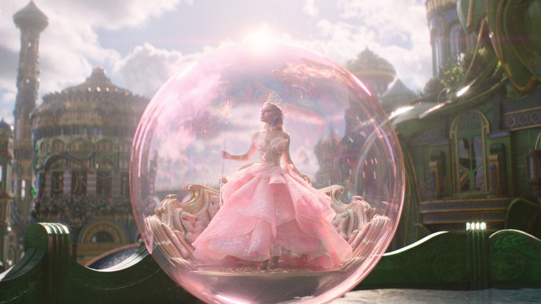 Glinda floating in a bubble in "Wicked: For Good" (2025)