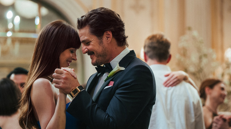 Lucy Mason dancing with Harry Castillo in Materialists (2025)