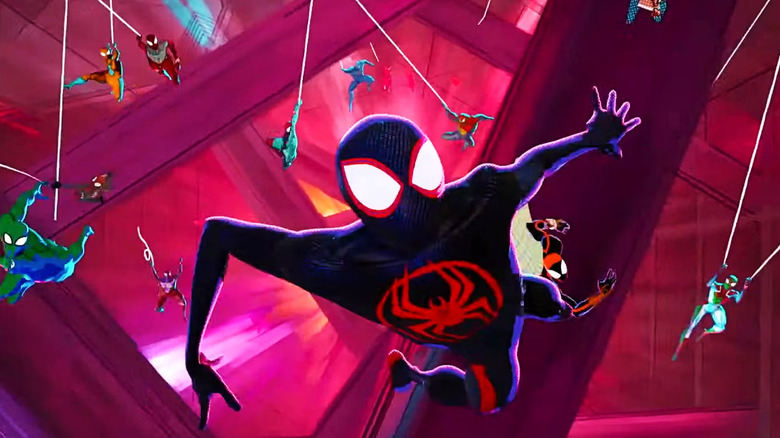Miles Morales swinging through Spider-Verse