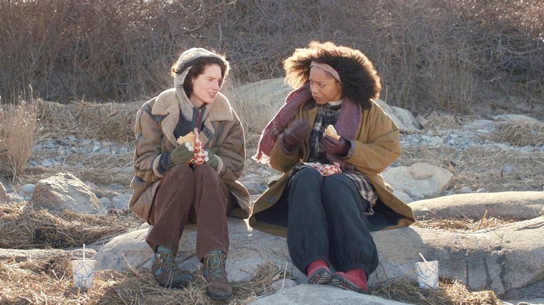 Agnes and Lydie sharing a sandwich in "Sorry, Baby" (2025)