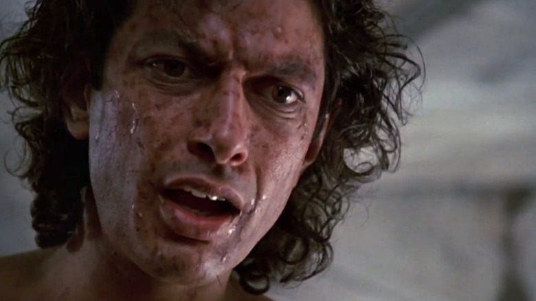 Seth Brundle's face is mottled in The Fly