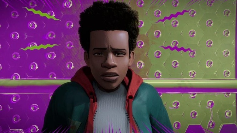 Miles Morales using his spider-sense in "Spider-Man: Into the Spider-Verse" (2018)
