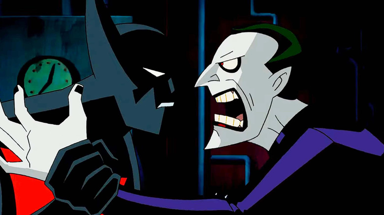 Batman grabs the Joker in Batman Beyond: Return of the Joker (2000)
