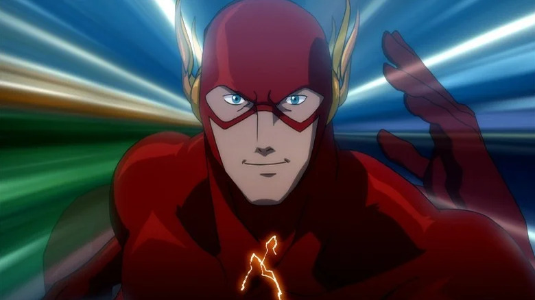The Flash runs through time in Justice League: The Flashpoint Paradox (2013)