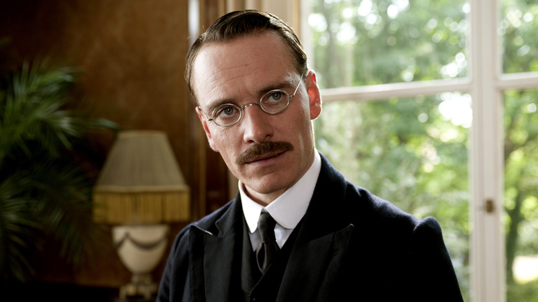 Carl Jung in tiny glasses in A Dangerous Method