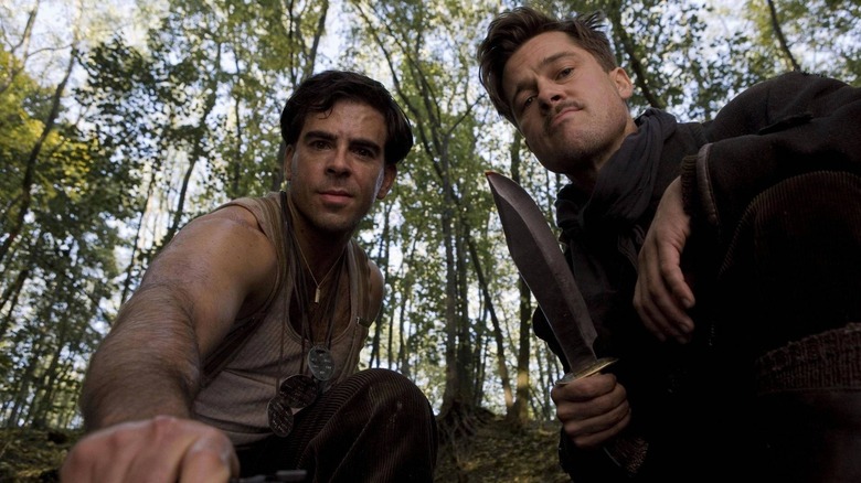 Donowitz and Raine corner a Nazi in "Inglourious Basterds" (2009)