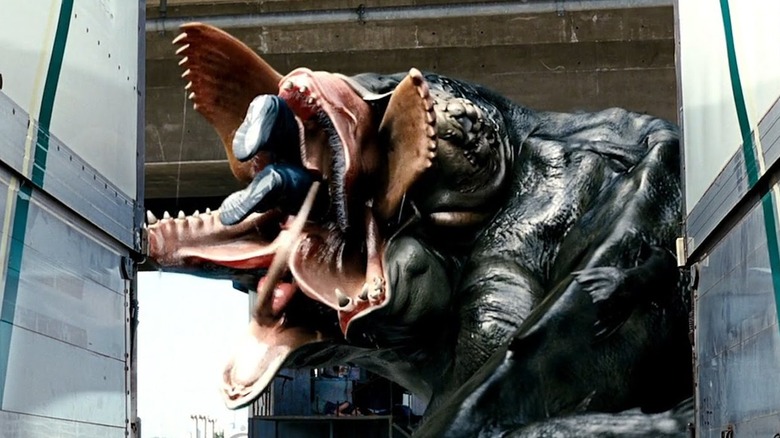 The monster opens its jaws