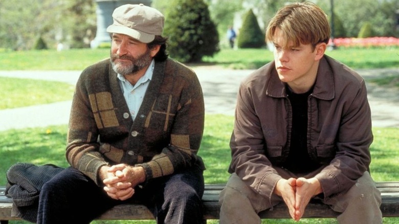 Dr. Maguire and Will sitting on a bench in Good Will Hunting