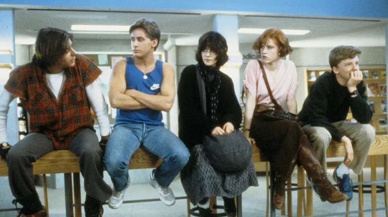 Bender, Andrew, Allison, Claire, and Brian sitting in detention in The Breakfast Club