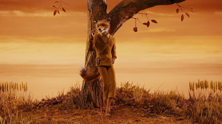 Mr. Fox leaning against tree in Fantastic Mr. Fox