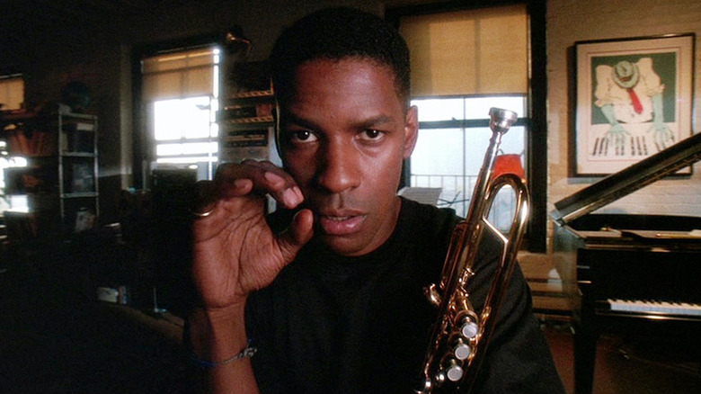 Bleek looking into the camera and practicing his fingering in "Mo' Better Blues" (1990)