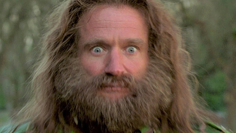 Robin Williams with long hair and beard 