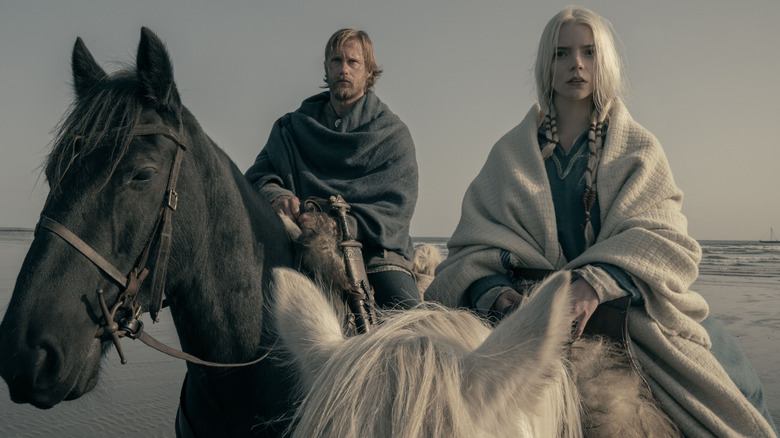 Olga and Amleth riding horses in The Northman