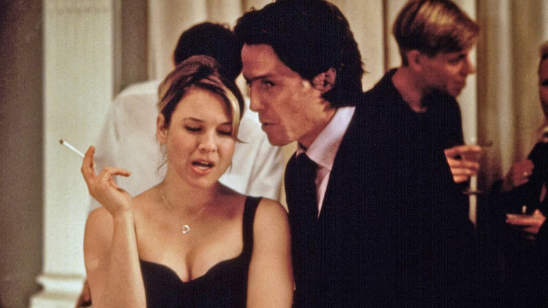 Daniel whispering in Bridget's ear while she's smoking in Bridget Jones's Diary
