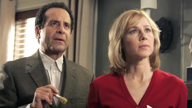 Adrian and Natalie looking shocked at something on Monk