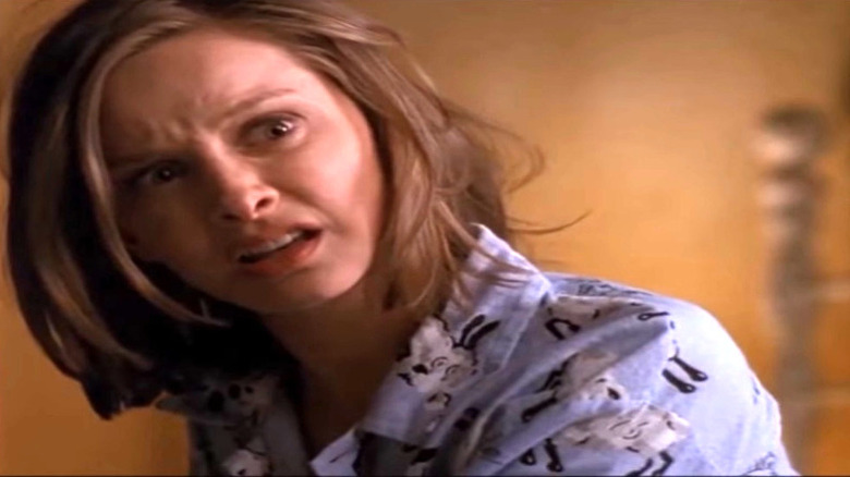 Calista Flockhart grimacing