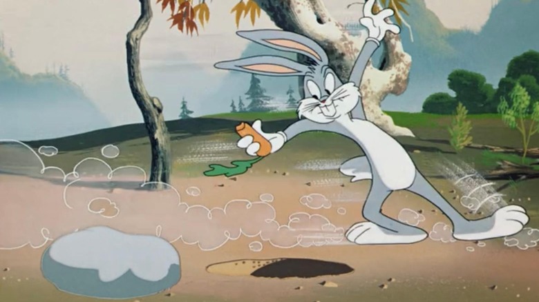 Bugs Bunny running by a hole in "Rabbit Every Monday" from "A Looney Tunes Thanksgiving"