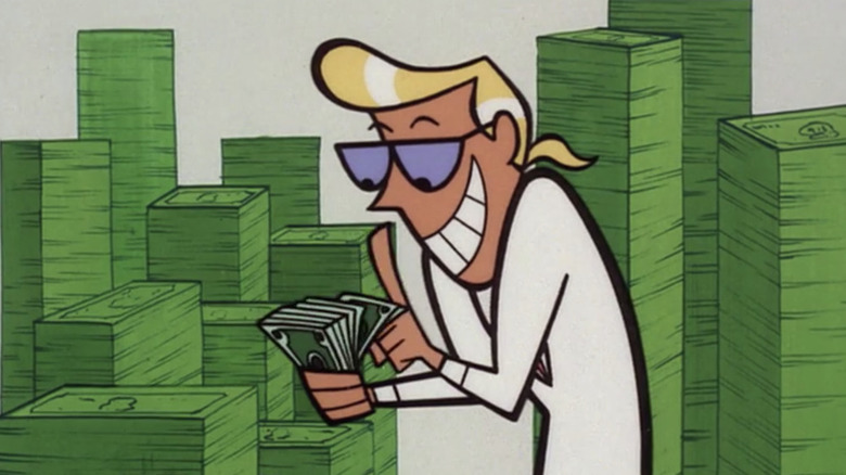 Dick Hardly counts dollars in "The Powerpuff Girls" (1998-2005)