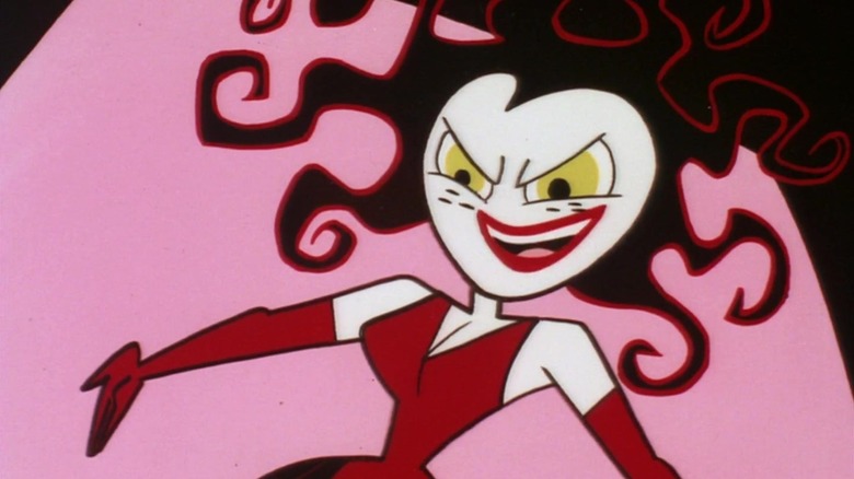 Sedusa outstretches her arms, her hair flying wildly, in "The Powerpuff Girls" (1998-2005)