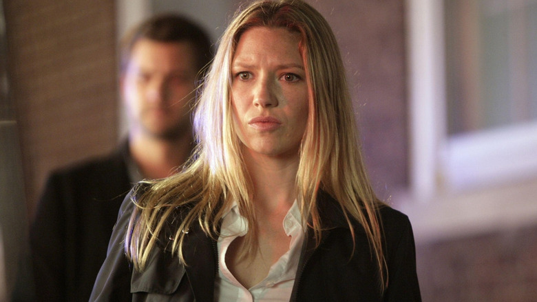 Olivia with a surprised expression in "Fringe."
