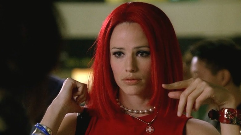 Sydney with bright red hair in "Alias."
