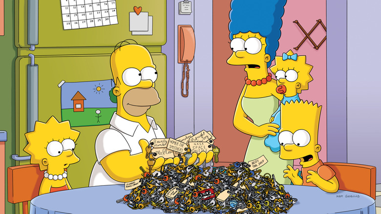 The Simpsons are shocked by a pile of candy