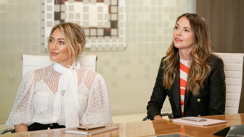 Kelsey and Liza in a meeting on Younger
