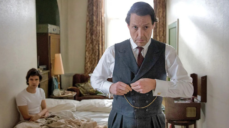 Thorpe buttons his waistcoat in A Very English Scandal